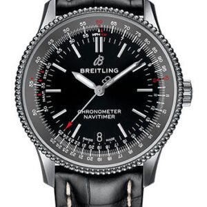 Breitling Navitimer 1 Automatic 38 Watch - Steel Case - Black Dial - Black Croco Strap - A17325241B1P1