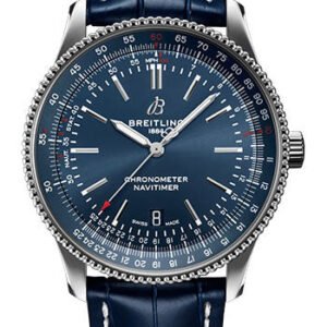 Breitling Navitimer Automatic 41 Watch - Stainless Steel - Blue Dial - Blue Alligator Leather Strap - Folding Buckle - A17326161C1P4
