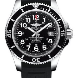 Breitling Superocean II 42 Watch - Steel - Volcano Black Dial - Black Diver Pro III Strap - Folding Buckle - A17365C91B1S2