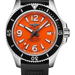 Breitling Superocean II 42 Watch - Steel - Orange Dial - Black Diver Pro III Strap - Folding Buckle - A17366D71O1S2