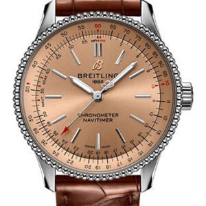 Breitling Navitimer Automatic 35 Watch - Stainless Steel - Copper Dial - Brown Alligator Leather Strap - Tang Buckle - A17395201K1P1