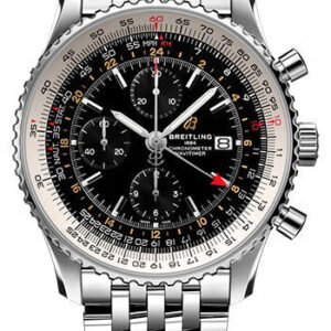 Breitling Navitimer Chronograph GMT 46 Watch - Steel - Black Dial - Steel Bracelet - A24322121B2A1