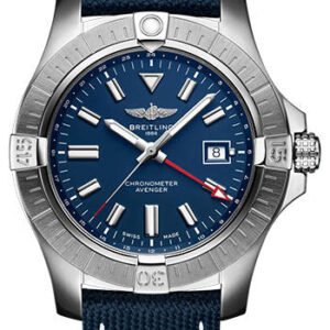 Breitling Avenger Automatic GMT 45 Watch - Stainless Steel - Blue Dial - Blue Calfskin Leather Strap - Folding Buckle - A32395101C1X2
