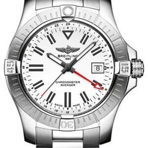 Breitling Avenger Automatic GMT 43 Watch - Stainless Steel - White Dial - Metal Bracelet - A32397101A1A1