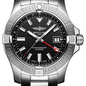 Breitling Avenger Automatic GMT 43 Watch - Stainless Steel - Black Dial - Metal Bracelet - A32397101B1A1