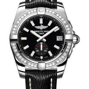 Breitling Galactic 36 Automatic Watch - Stainless Steel - Black Dial - Black Calfskin Leather Strap - Tang Buckle - A37330531B1X1