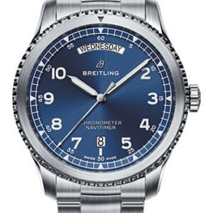 Breitling Aviator 8 Automatic Day & Date 41 Watch - Steel Case - Blue Dial - Steel Professional III Bracelet - A45330101C1A1