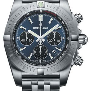 Breitling Chronomat B01 Chronograph 44 Watch - Steel Case - Blackeye Blue Dial - Steel Pilot Bracelet - AB0115101C1A1