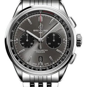 Breitling Premier B01 Chronograph 42 Watch - Stainless Steel - Anthracite Dial - Metal Bracelet - AB0118221B1A1