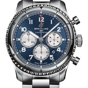 Breitling Aviator 8 B01 Chronograph 43 Watch - Stainless Steel - Blue Dial - Metal Bracelet - AB0119131C1A1