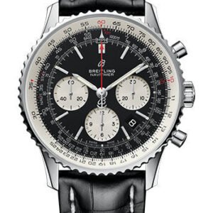 Breitling Navitimer 1 B01 Chronograph 43 Watch - Steel Case - Black Dial - Black Croco Strap - AB0121211B1P1