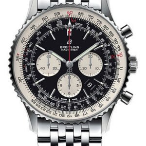 Breitling Navitimer 1 B01 Chronograph 46 Watch - Steel Case - Black Dial - Steel Navitimer Bracelet - AB0127211B1A1