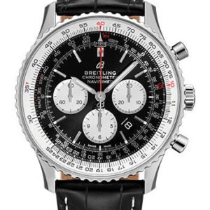 Breitling Navitimer B01 Chronograph 46 Watch - Steel - Black Dial - Black Croco Strap - Folding Buckle - AB0127211B1P2