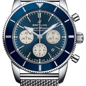Breitling Superocean Heritage II B01 Chronograph 44 Watch - Steel Case - Blue Dial - Steel Aero Classic Bracelet - AB0162161C1A1