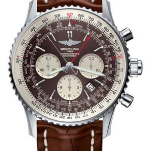 Breitling Navitimer B03 Chronograph Rattrapante 45 Watch - Steel - Panamerican Bronze Dial - Gold Croco Strap - Tang Buckle - AB031021/Q615/754P/A20BA.1