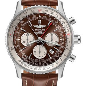 Breitling Navitimer B03 Chronograph Rattrapante 45 Watch - Steel - Panamerican Bronze Dial - Brown Croco Strap - Folding Buckle - AB0310211Q1P1