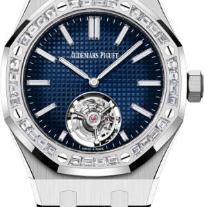 Audemars Piguet Royal Oak Flying Tourbillon Extra Thin White Gold Baguette RD#3 Diamond Blue Dial & Bezel 26660BC.ZZ.1356BC.01