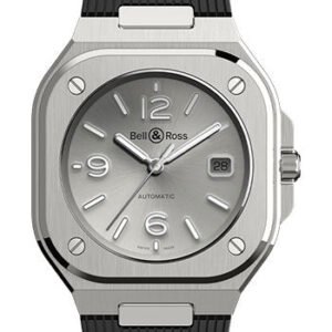 Bell & Ross BR 05 Grey Steel Watch - Black Rubber Strap