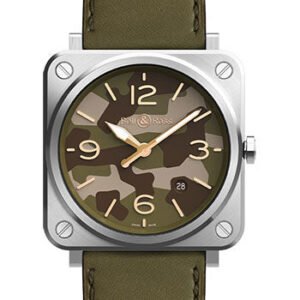 Bell & Ross BR S Green Camo Watch - Calfskin Strap