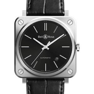 Bell & Ross BR S-92 Black Steel Watch - Alligator Strap