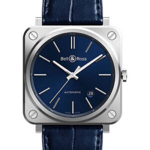 Bell & Ross BR S-92 Blue Steel Watch - Leather Strap