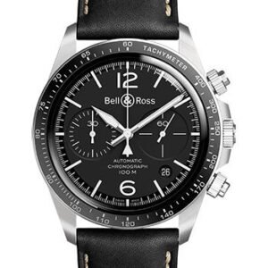 Bell & Ross BR V2-94 Black Steel Watch - Calfskin Strap