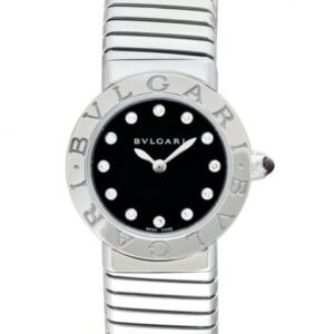 Bvlgari Quartz Black Dial Stainless Steel Ladies Watch