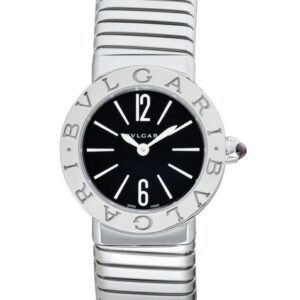 Bvlgari Quartz Black Dial Stainless Steel Ladies Watch