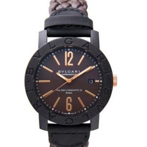 Bvlgari Automatic Brown Dial Brown Leather Men's Watch