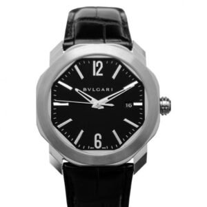 Bvlgari Octo Roma Automatic Black Dial Black Strap Men's Watch