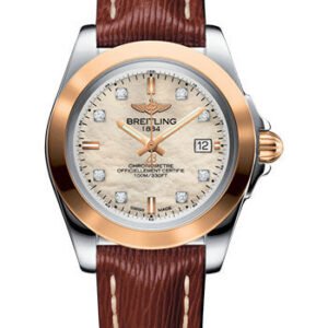 Breitling Galactic 32 Sleek Watch - Steel & rose Gold - Mother-Of-Pearl Diamond Dial - Brown Sahara Strap - Tang Buckle - C7133012/A803/211X/A14BA.1