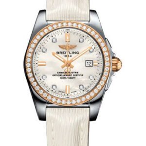 Breitling Galactic 29 Sleek Watch - Stainless Steel - Mother-Of-Pearl Dial - White Calfskin Leather Strap - Tang Buckle - C72348531A1X1