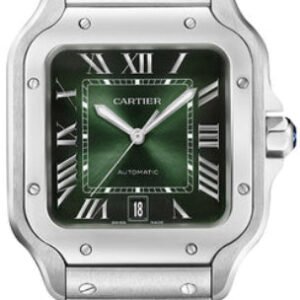 Cartier Santos De Cartier Medium Automatic Steel Interchangeable Steel And Leather Bracelets - WSSA0061