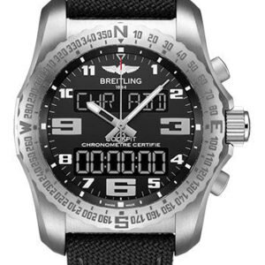 Breitling Cockpit B50 Watch - Titanium - Volcano Black Dial - Anthracite Military Strap - Tang Buckle - EB5010221B1W1