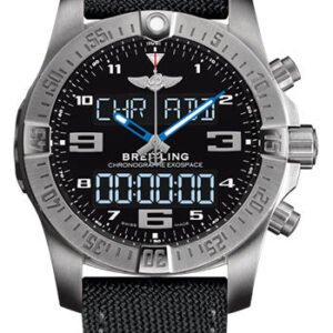 Breitling Exospace B55 Watch - Titanium - Volcano Black Dial - Black Military Strap - Tang Buckle - EB5510H2/BE79/100W/A20BASA.1
