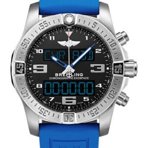Breitling Exospace B55 Watch - Titanium - Volcano Black Dial - Blue And Black Rubber Strap - Folding Buckle - EB5510H21B1S1