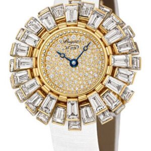 Breguet Petite Fleur GJE26BB20.8589DB1 - Yellow Gold Case - Diamond Paved Dial - White Satin Strap - GJE26BA20.8589/DB1