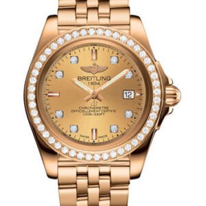 Breitling Breitling Galactic 32 Sleek Watch - Rose Gold - Diamond Bezel - Champagne Diamond Dial - Pilot Bracelet - H7133053/H550/792H
