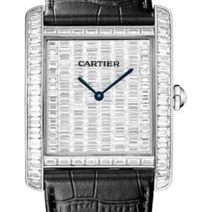 Cartier Tank MC Watch - 34.3 mm White Gold Diamond Case - White Gold Diamond Dial - Black Alligator Strap - HPI00623