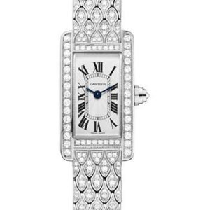 Cartier Tank Americaine Watch - 27 mm White Gold Diamond Case - Diamond Bracelet - HPI00724