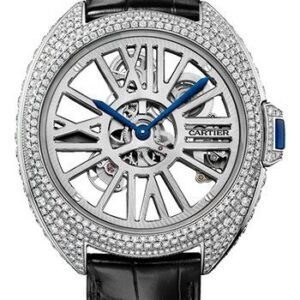 Cartier Cle de Cartier Automatic Skeleton Gem-Set Watch - Palladium Diamond Case - HPI01057