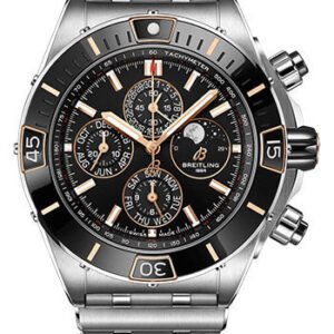 Breitling Super Chronomat 44 Four-Year Calendar Watch - Steel and 18K Red Gold - Black Dial - Metal Bracelet - I19320251B1A1