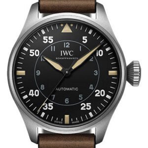 IWC Big Pilot’s Watch 43 Spitfire Watch - Titanium Case - Black Dial - Brown Calfskin Strap - IW329701