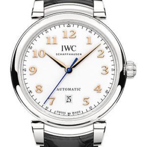 IWC Da Vinci Automatic Watch - 40.4 mm Stainless Steel Case - Silver Dial - Black Alligator Strap - IW356601