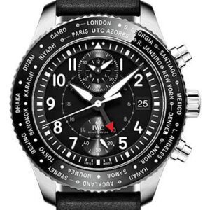 IWC Pilot's Watch Timezoner Chronograph - 46.0 mm Stainless Steel Case - Black Dial - Black Calfskin Strap - IW395001