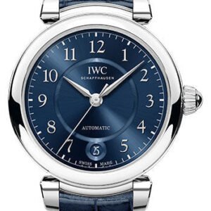 IWC Da Vinci Automatic 36 Watch - 36.0 mm Stainless Steel Case - Blue Dial - Blue Alligator Strap - IW458312