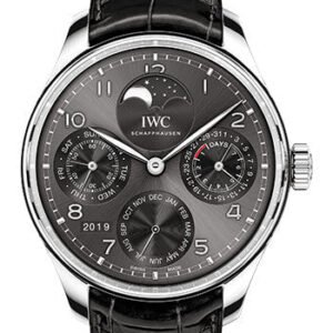 IWC Portugieser Perpetual Calendar Watch - 44.2 mm White Gold Case - Slate Dial - Black Alligator Strap - IW503301