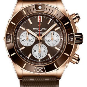 Breitling Super Chronomat B01 44 Watch - 18K Red Gold - Brown Dial - Brown Rubber Strap - Folding Buckle - RB0136E31Q1S1