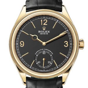 Rolex 1908 39mm Black Dial Yellow Gold Men's Watch 52508