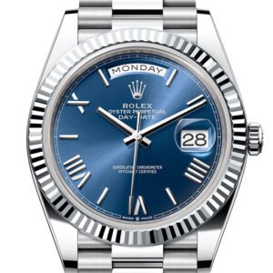 Rolex Day-Date 40 Blue Dial Fluted Bezel Platinum President Men's Watch 228236